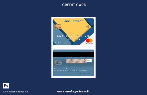 modello di carta mastercard Israel First International Bank in stile verificato